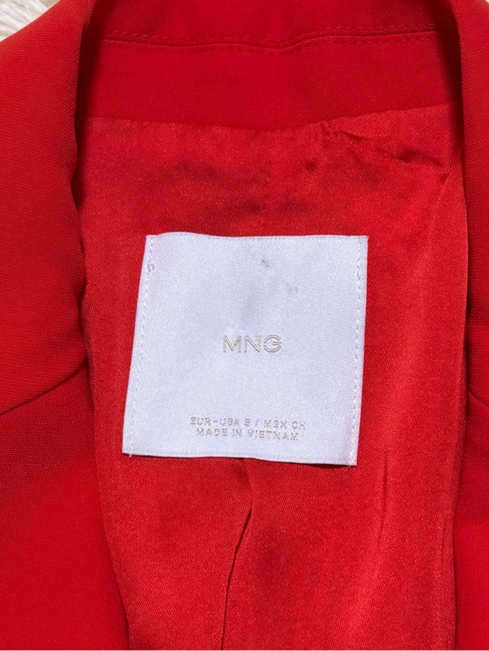 Mango Red Tailored Blazer Jacket Size S Career Office Chic - Picture 4 of 13